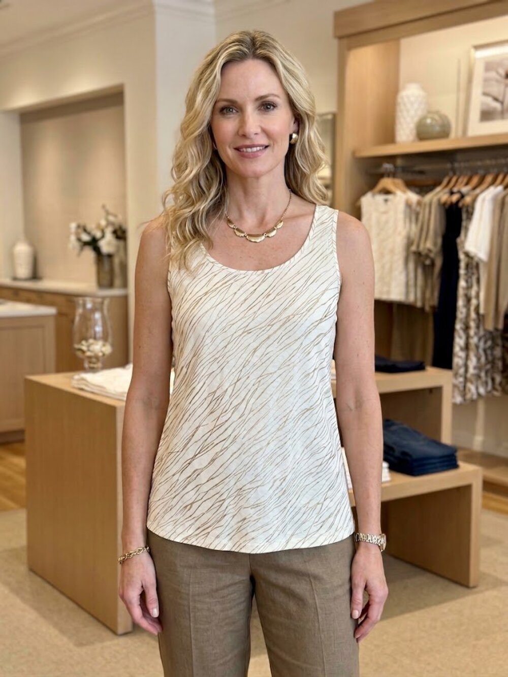 Talbots Gold Metallic Scoop Neck Tank Top